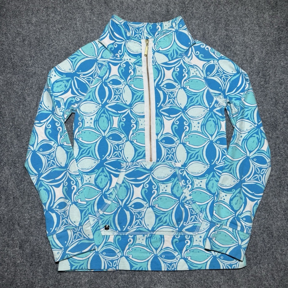 Lilly Pulitzer Half Zip Popover Skipper Pullover Women S Blue Geometric 33261
